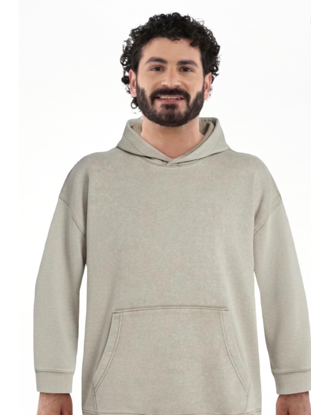 Men's Oversized 3XL Pullover Hoodie Beige Streetwear Hip Hop Casual Athleisure